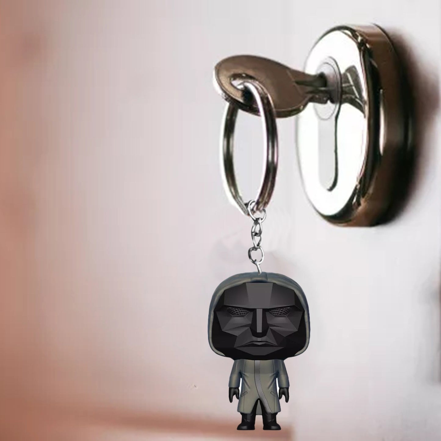 Squid Game Keychain Soldier Spopular Triangle Series Creative 3d Mini Doll Figurine Key Ring Car Backpack Pendant Gift Ornament