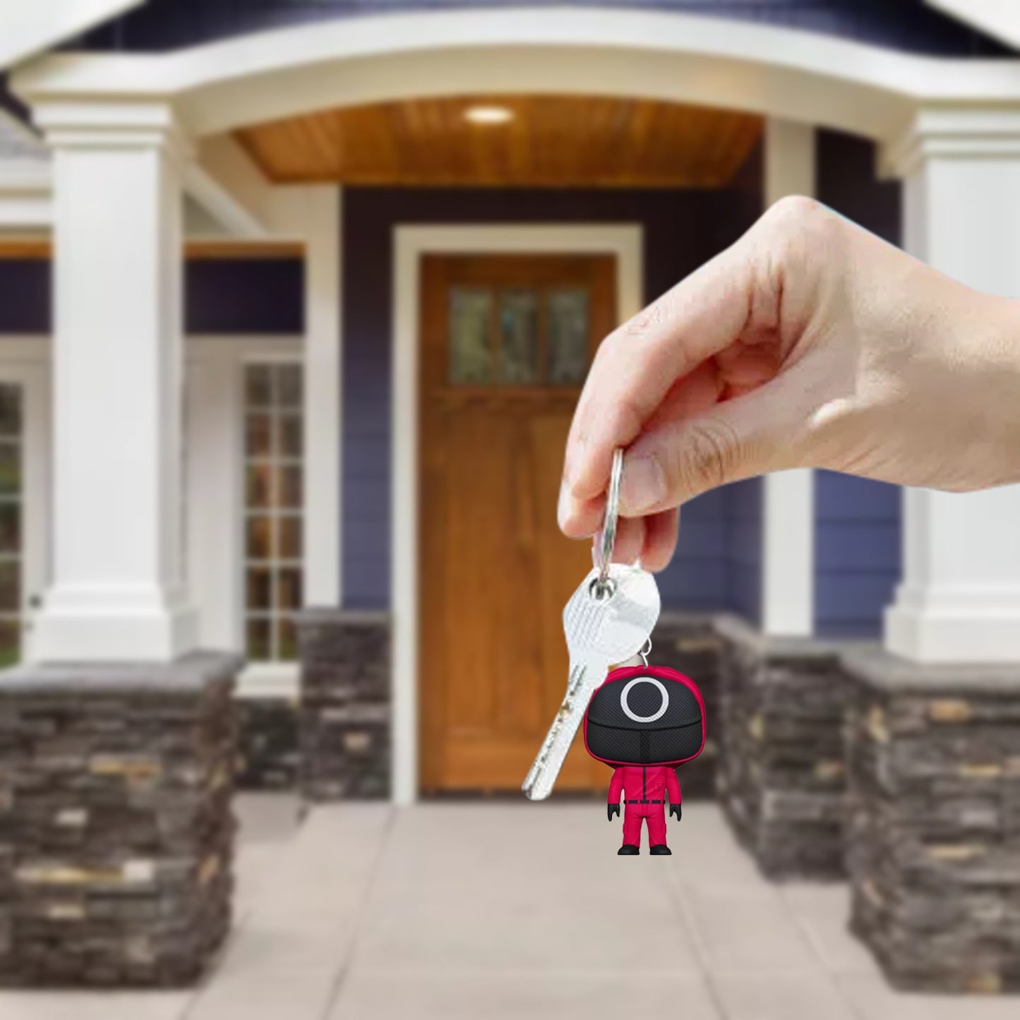 Squid Game Keychain Soldier Spopular Triangle Series Creative 3d Mini Doll Figurine Key Ring Car Backpack Pendant Gift Ornament