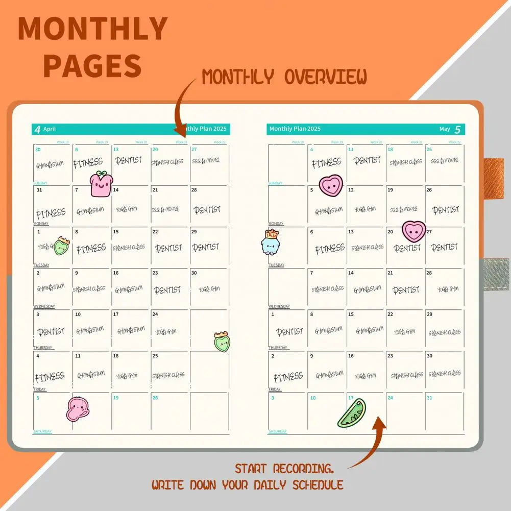 Schedule English Plan Office Efficiency Manual Calendar Notebook