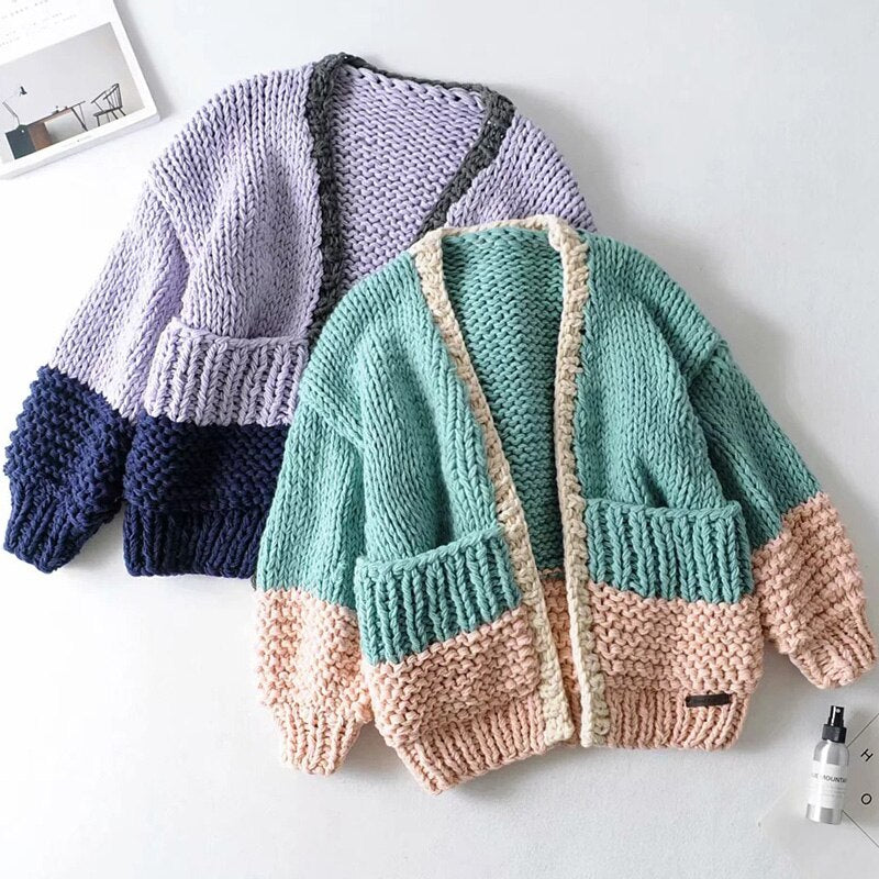 Boho Inspired HANDMADE cardigan puff sleeve women cardigan women warm winter cardigans sweaters new fashion knitwear outwear