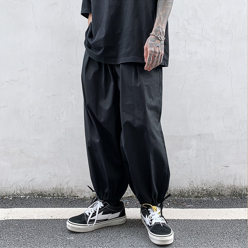 Men's loose cuffed casual lantern pants trendy straight tube work pants