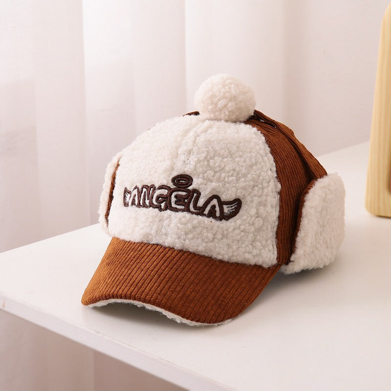 Children's Hat Autumn/Winter Ear Protection Warm Hat Boys' Corduroy Duck Tongue Hat Girls' Winter Fashion Baseball Hat