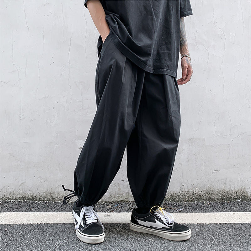 Men's loose cuffed casual lantern pants trendy straight tube work pants