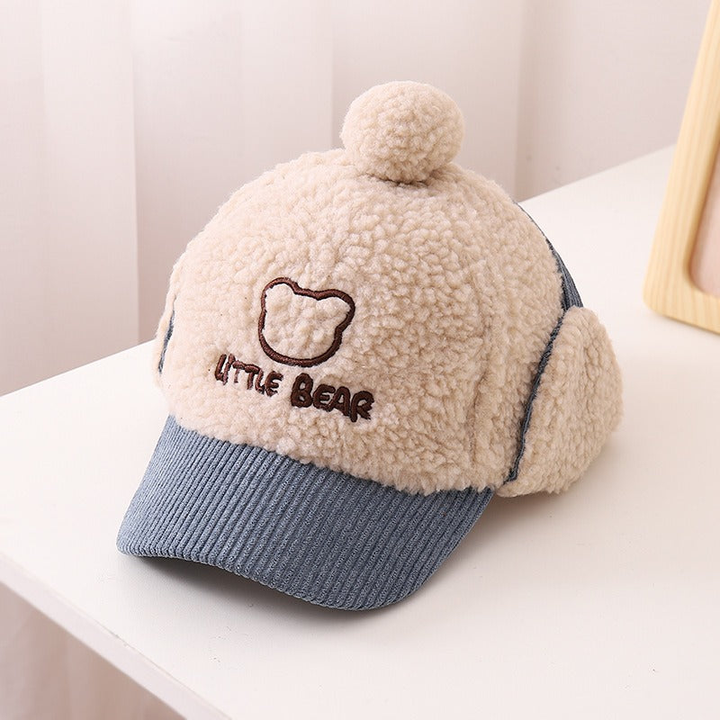 Children's Hat Autumn/Winter Ear Protection Warm Hat Boys' Corduroy Duck Tongue Hat Girls' Winter Fashion Baseball Hat