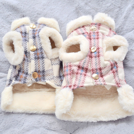 Dog clothing with warmth and plush that can be pulled vest teddy bear small dog cat pet clothing