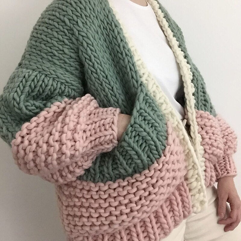 Boho Inspired HANDMADE cardigan puff sleeve women cardigan women warm winter cardigans sweaters new fashion knitwear outwear