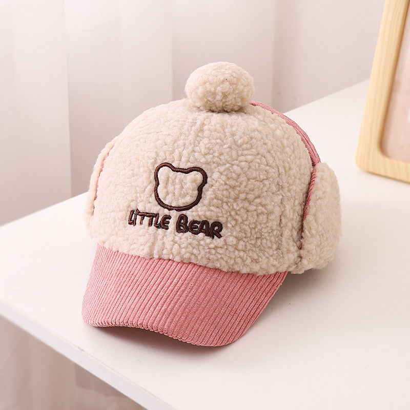 Children's Hat Autumn/Winter Ear Protection Warm Hat Boys' Corduroy Duck Tongue Hat Girls' Winter Fashion Baseball Hat