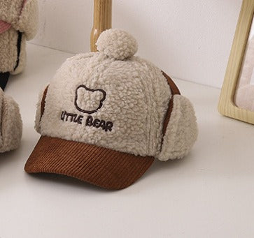 Children's Hat Autumn/Winter Ear Protection Warm Hat Boys' Corduroy Duck Tongue Hat Girls' Winter Fashion Baseball Hat