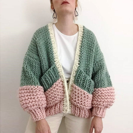 Boho Inspired HANDMADE cardigan puff sleeve women cardigan women warm winter cardigans sweaters new fashion knitwear outwear