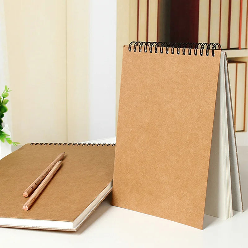 Brief kraft paper sketch book  A4  professional art coil sketch book